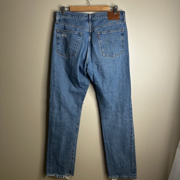 Levi's Distressed Blue Straight Leg Jeans - Picture 4 of 13
